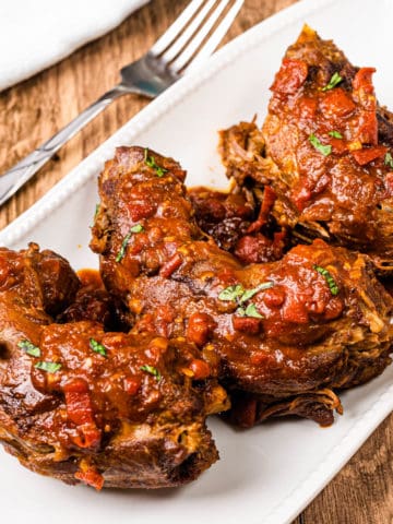 Turkey Necks Recipe on a white tray