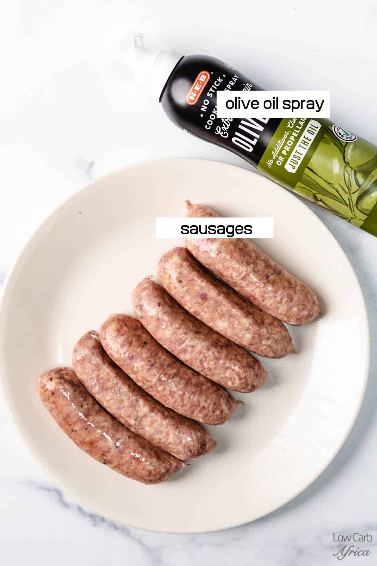 sausage and olive oil spray