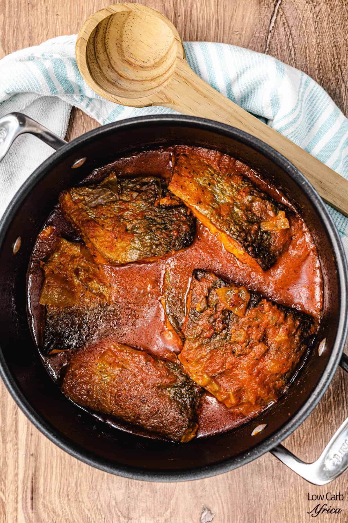 salmon stew in a pot