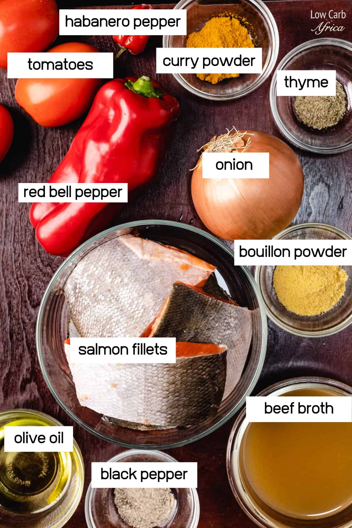 ingredients to make salmon stew
