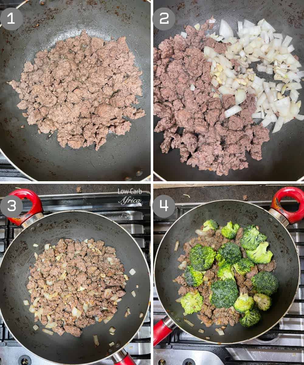 Steps for making keto ground beef.