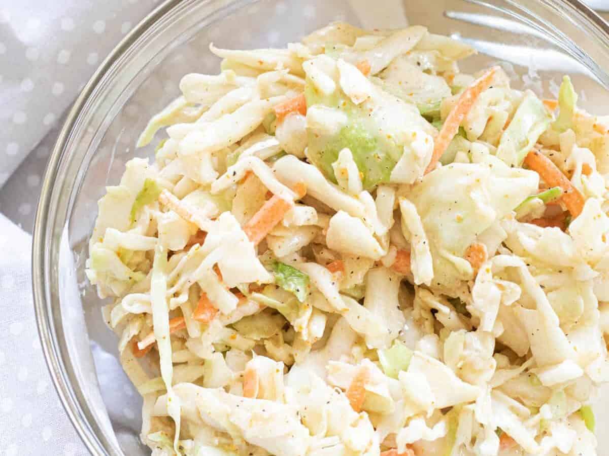 low carb keto coleslaw in a bowl