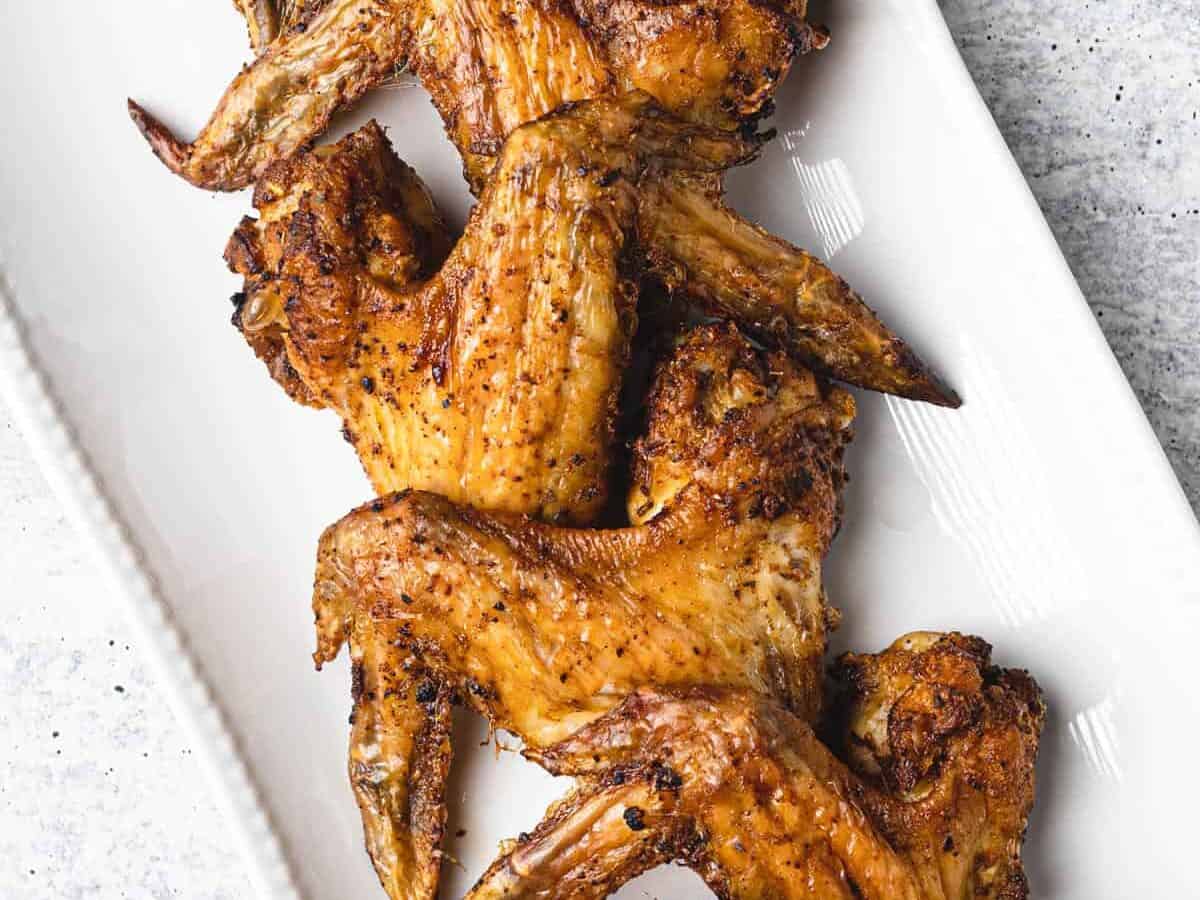 Air Fryer Whole Chicken Wings on a white plate