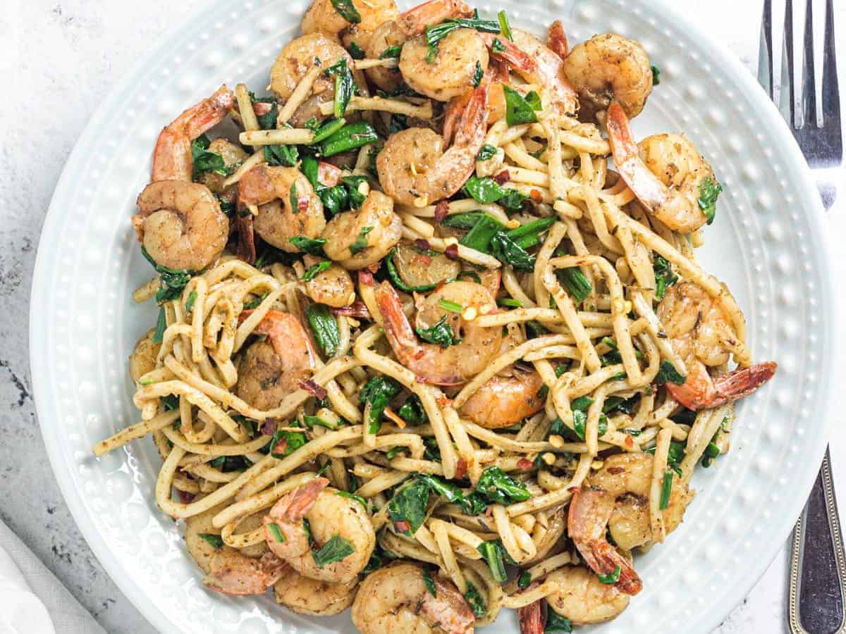 palmini noodles on a white plate