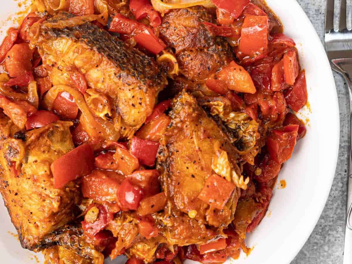 closeup of fried croaker fish