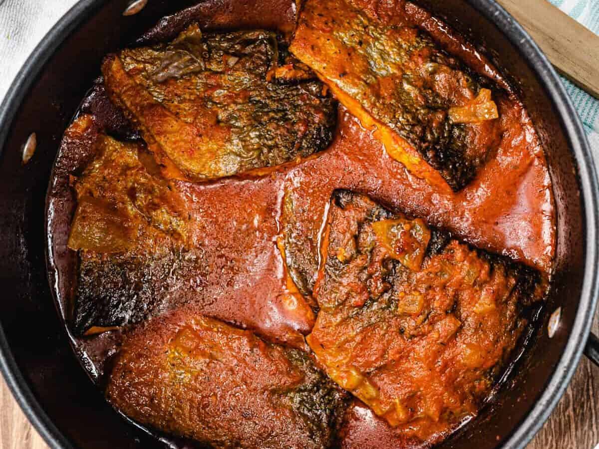 salmon stew in a pot