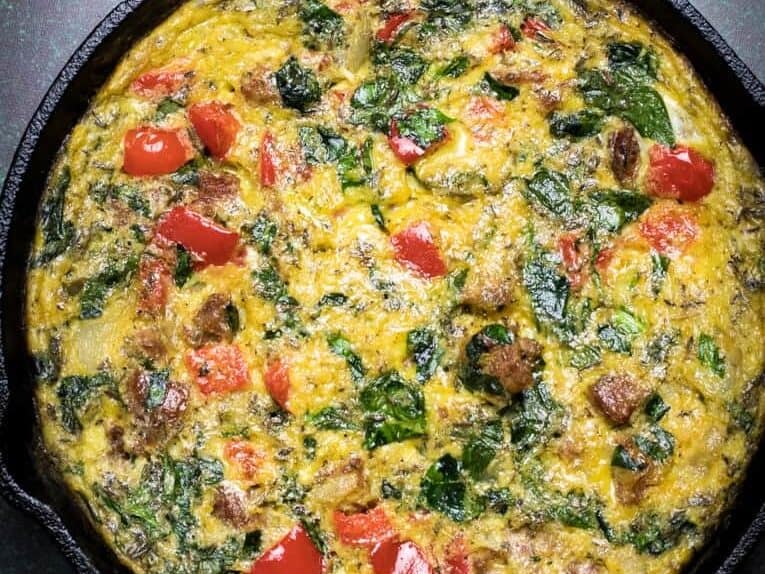 picture of Sausage and Spinach Frittata in pan
