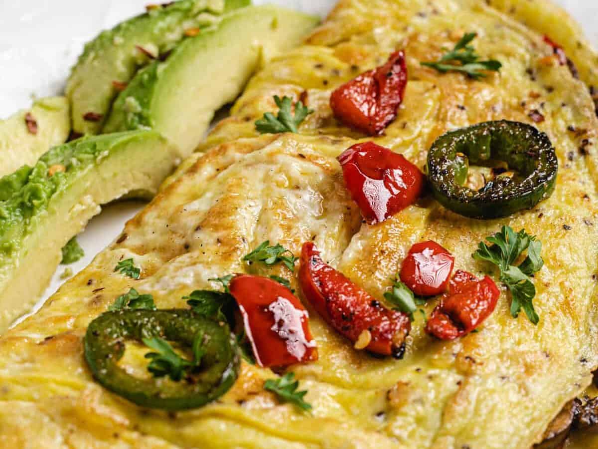 spicy omelet with mushroom filling