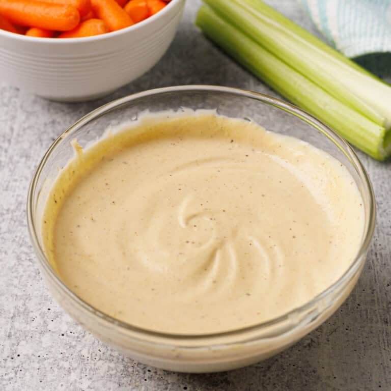dijonnaise dressing with carrots and celery.