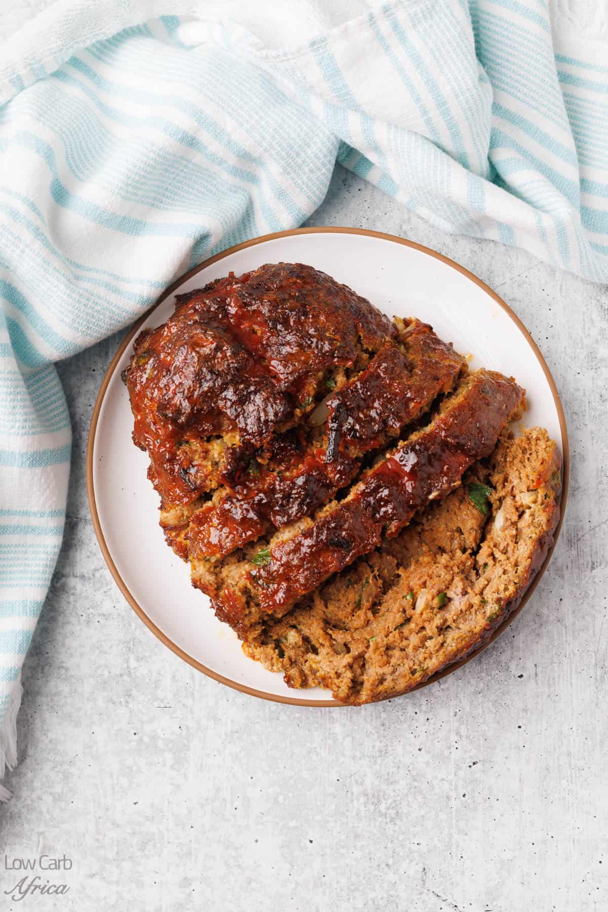 Air Fryer Meatloaf on a white plate