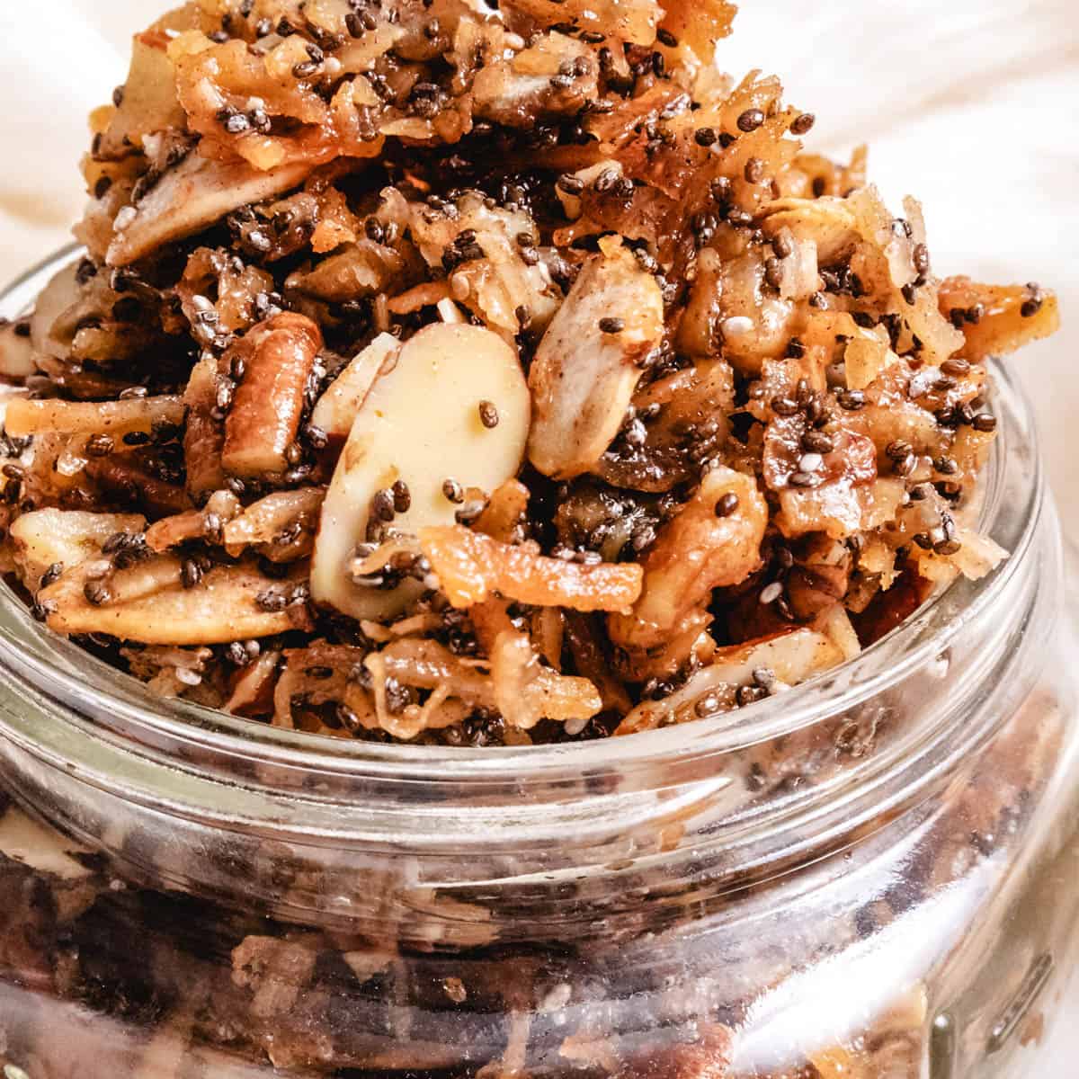 keto granola in a container
