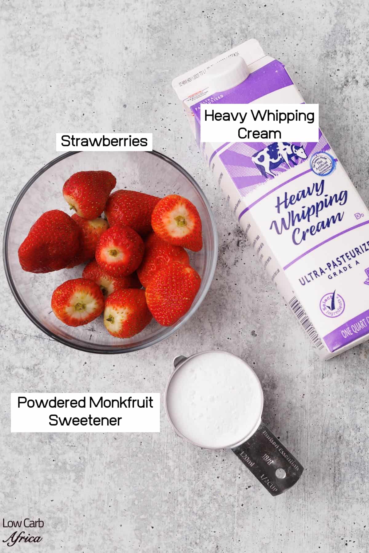 Keto Strawberry Mousse, Strawberry and Milk Ingredients