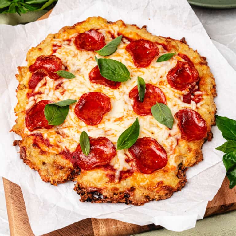 Chicken crust pizza ready to eat