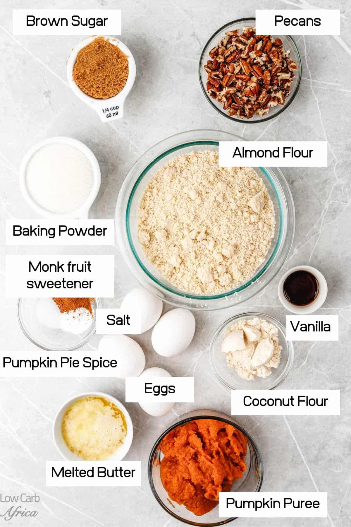 Baking Powder, almond flour and coconut flour