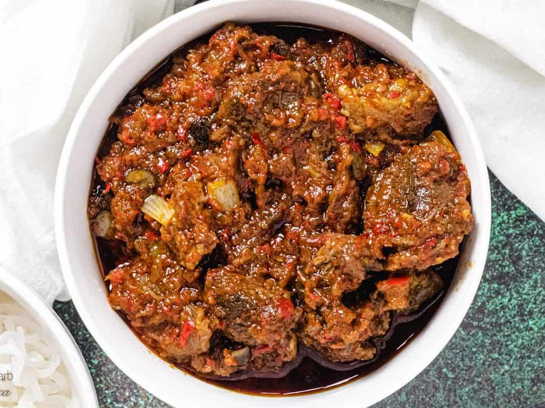 Nigerian ofada stew, ayamase stew, designer stew