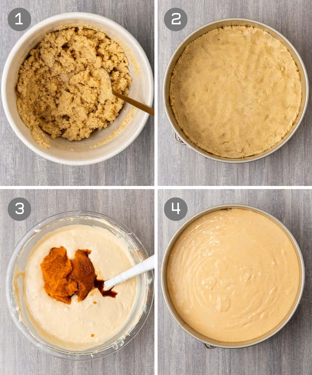 Steps how to make keto pumpkin cheesecale