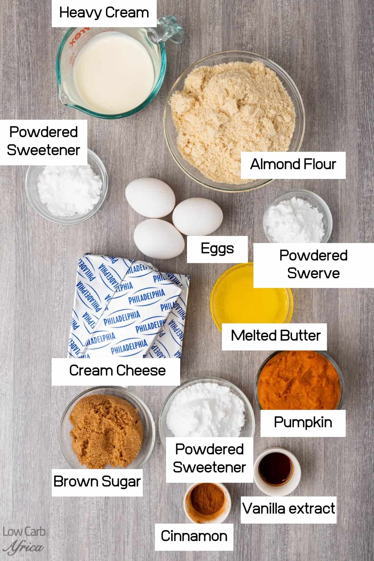 Keto Pumpkin Cheesecake Ingredients