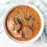 groundnut soup on a bowl