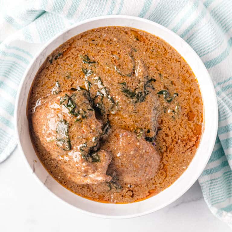 groundnut soup on a bowl