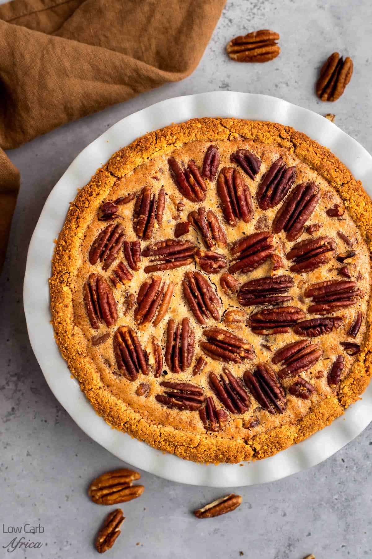 fresh baked keto pecan pie