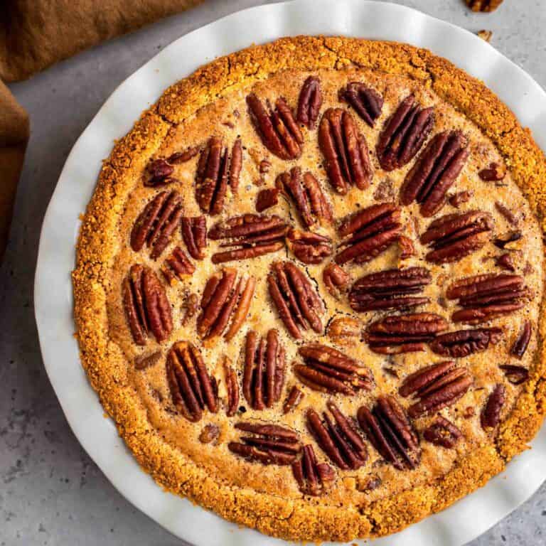 fresh baked keto pecan pie
