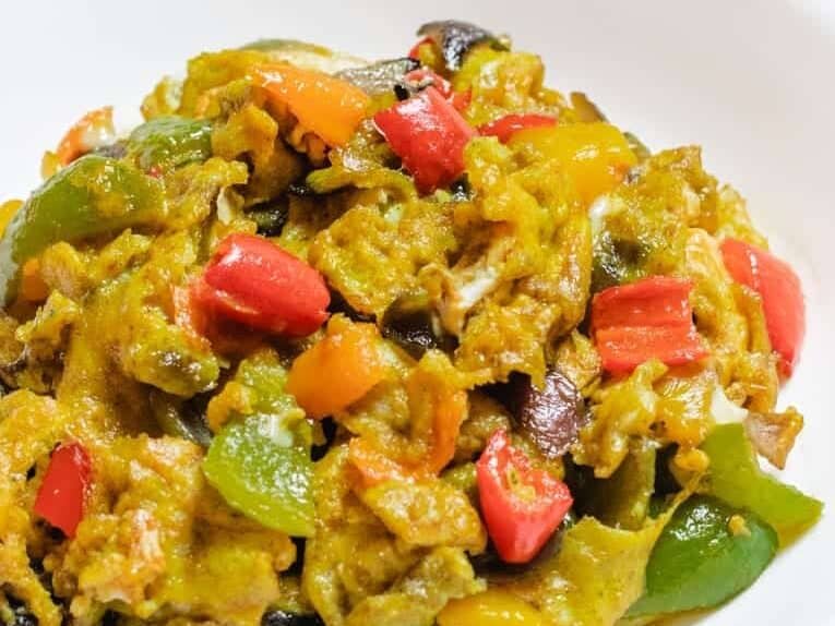 veggie scrambled eggs is loaded with proteins and fiber