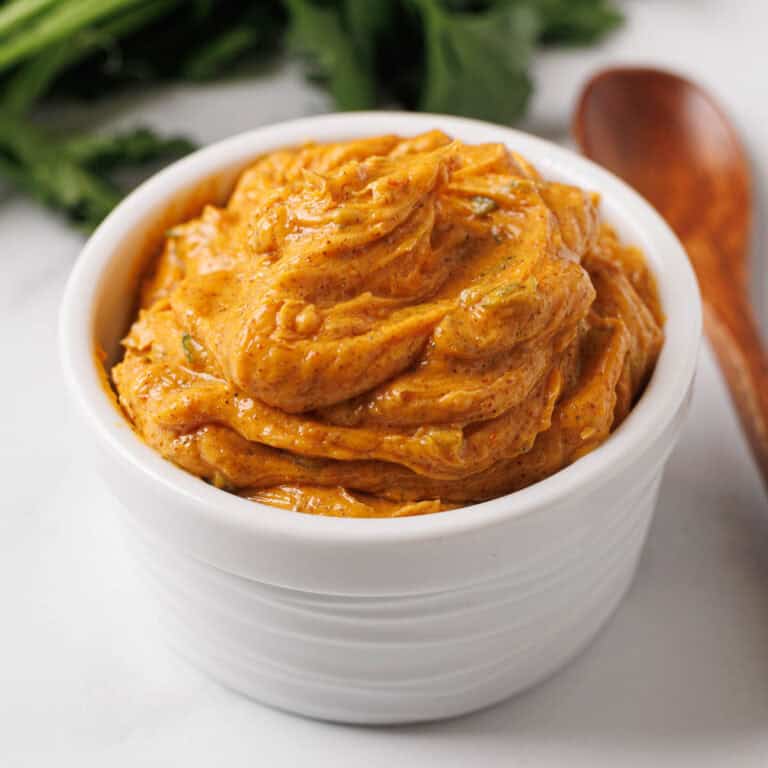 Cajun Butter in a white bowl