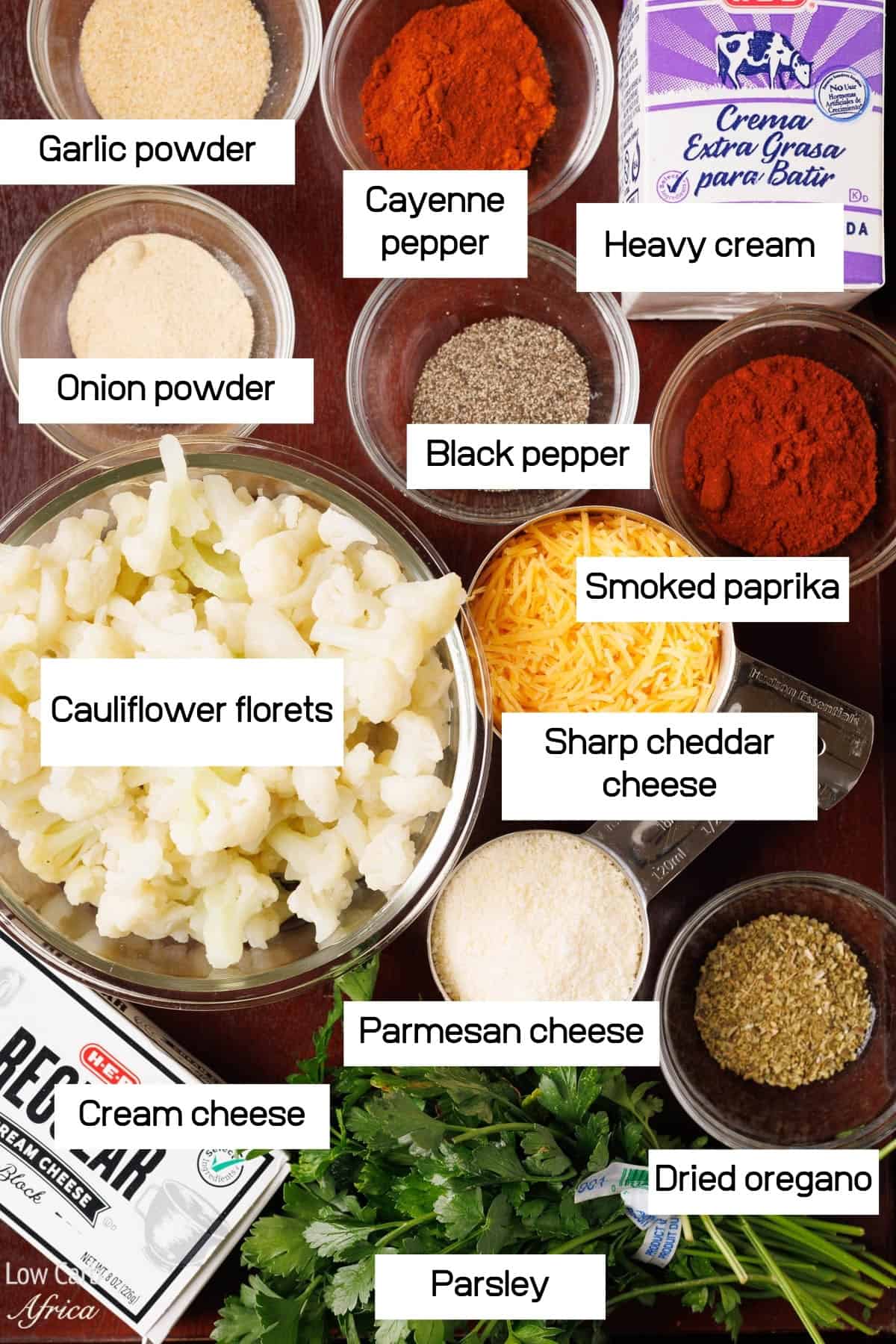 ingredients to make Keto macaroni and cheese