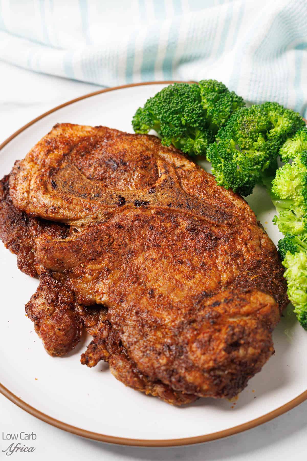 Air Fryer Pork Steak ready to eat