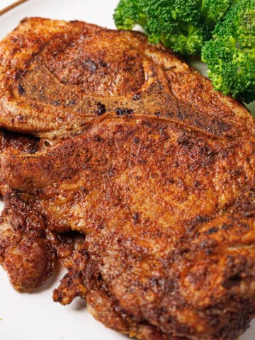 Air Fryer Pork Steak ready to eat