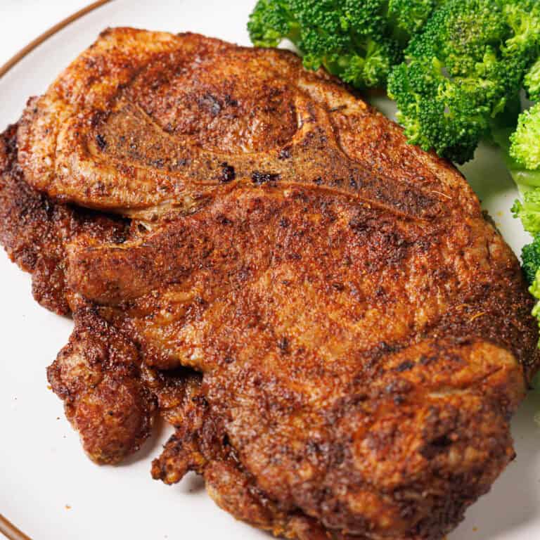 Air Fryer Pork Steak ready to eat