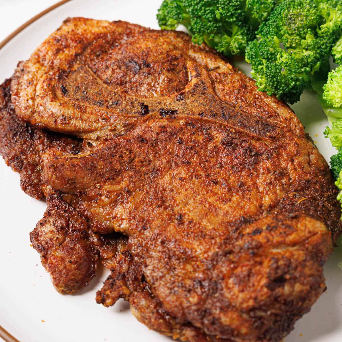 Air Fryer Pork Steak ready to eat